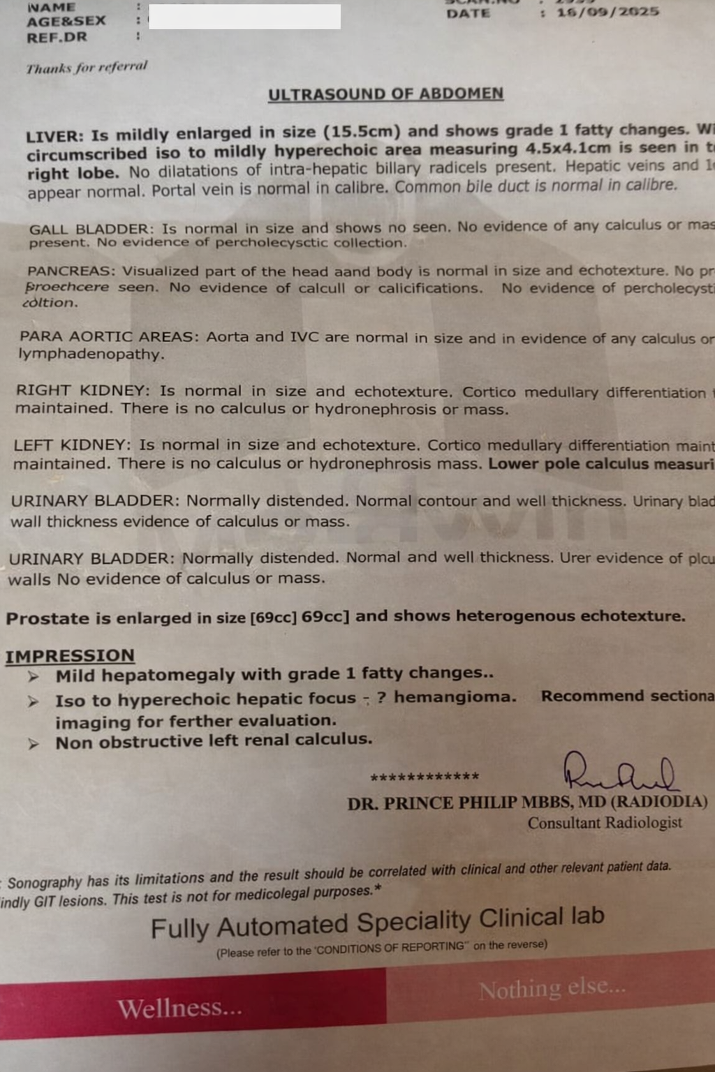 BABU THIRUVALLA PROSTATE REPORT BEFORE